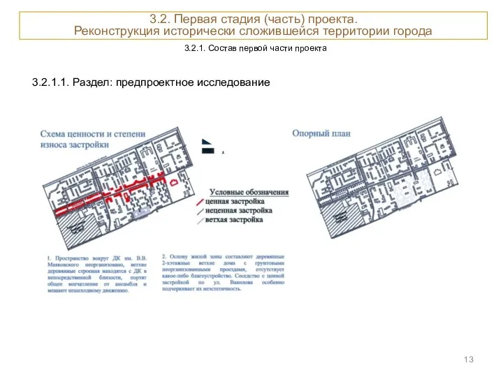 3.2.1. Состав первой части проекта 3.2. Первая стадия (часть) проекта. Реконструкция