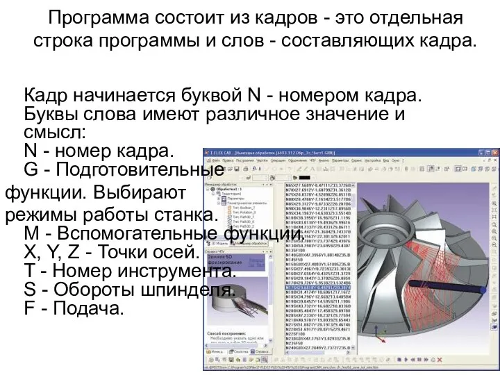 Программа состоит из кадров - это отдельная строка программы и слов