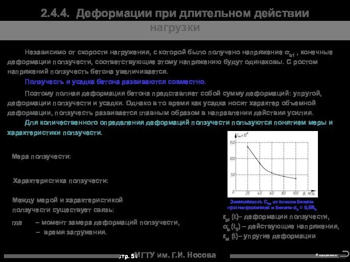 МГТУ им. Г.И. Носова 2.4.4. Деформации при длительном действии нагрузки Независимо