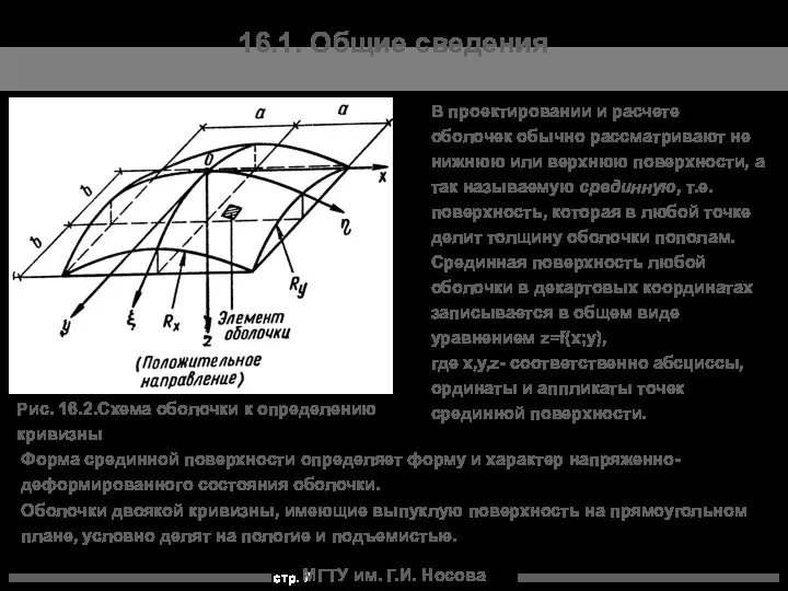 МГТУ им. Г.И. Носова 16.1. Общие сведения Рис. 16.2.Схема оболочки к