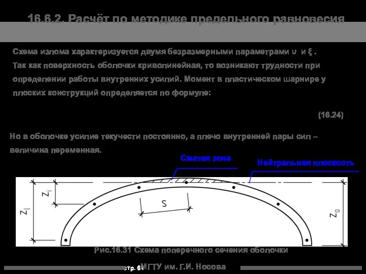 МГТУ им. Г.И. Носова 16.6.2. Расчёт по методике предельного равновесия Схема