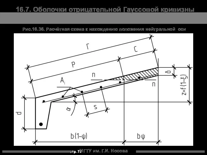 МГТУ им. Г.И. Носова Рис.16.36. Расчётная схема к нахождению положения нейтральной