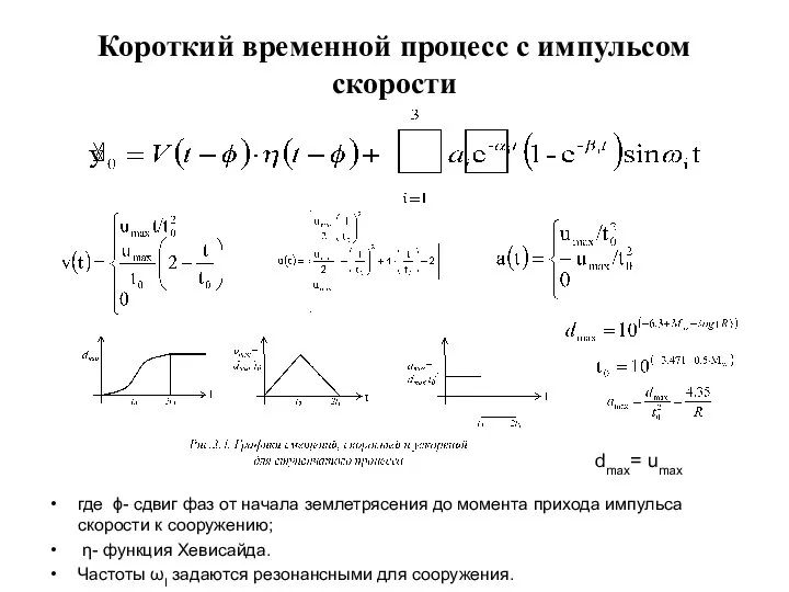 Короткий временной процесс с импульсом скорости где ϕ- сдвиг фаз от