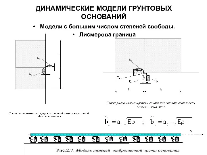 ДИНАМИЧЕСКИЕ МОДЕЛИ ГРУНТОВЫХ ОСНОВАНИЙ Модели с большим числом степеней свободы. Лисмерова граница