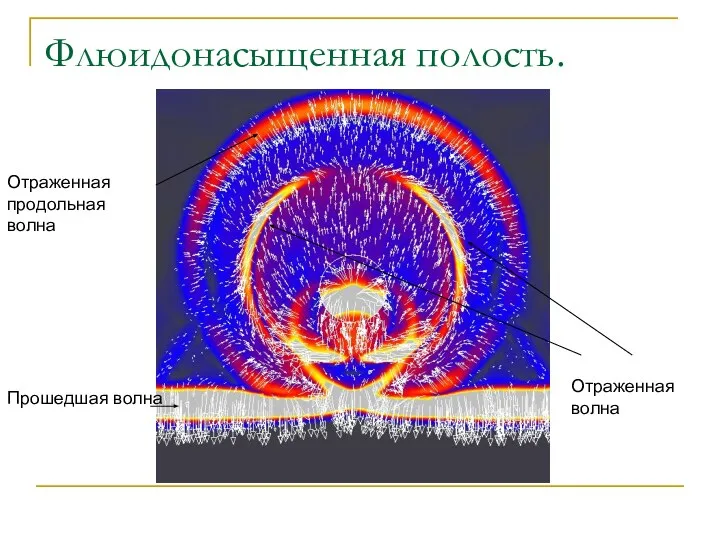 Флюидонасыщенная полость. Прошедшая волна Отраженная продольная волна Отраженная волна