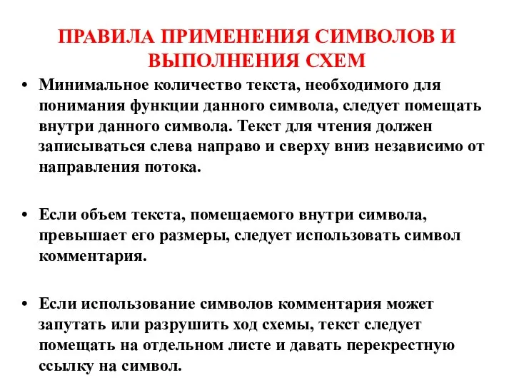 ПРАВИЛА ПРИМЕНЕНИЯ СИМВОЛОВ И ВЫПОЛНЕНИЯ СХЕМ Минимальное количество текста, необходимого для