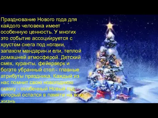 Празднование Нового года для каждого человека имеет особенную ценность. У многих