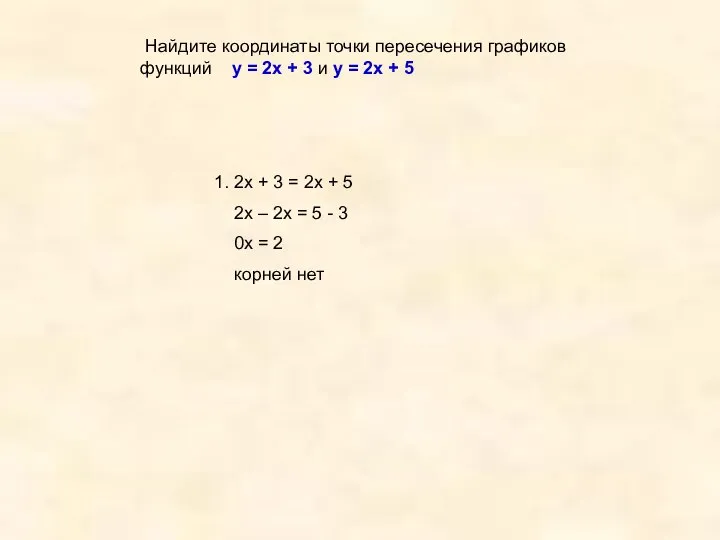 Найдите координаты точки пересечения графиков функций у = 2х + 3