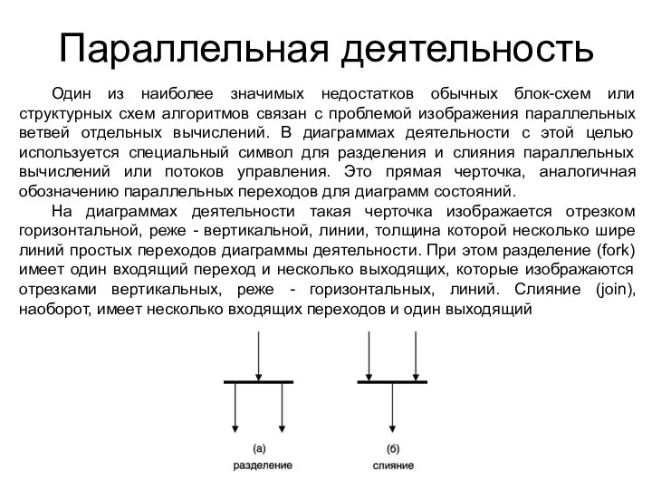 Параллельная деятельность Один из наиболее значимых недостатков обычных блок-схем или структурных