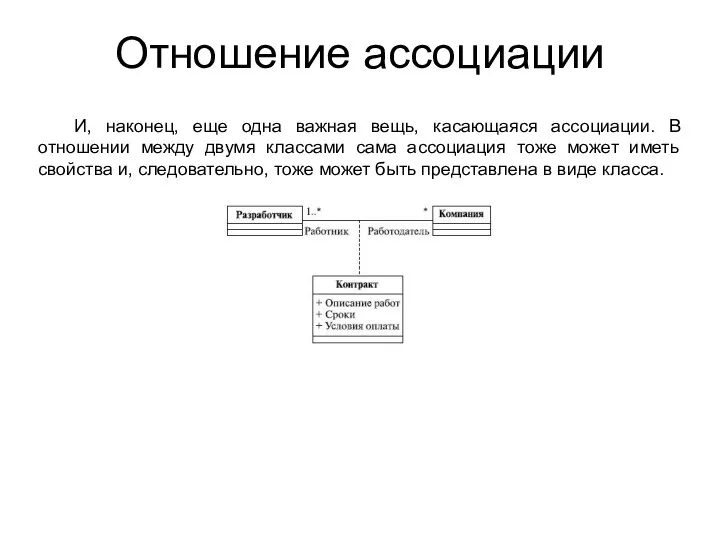 Отношение ассоциации И, наконец, еще одна важная вещь, касающаяся ассоциации. В