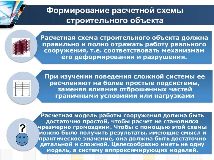 Формирование расчетной схемы строительного объекта