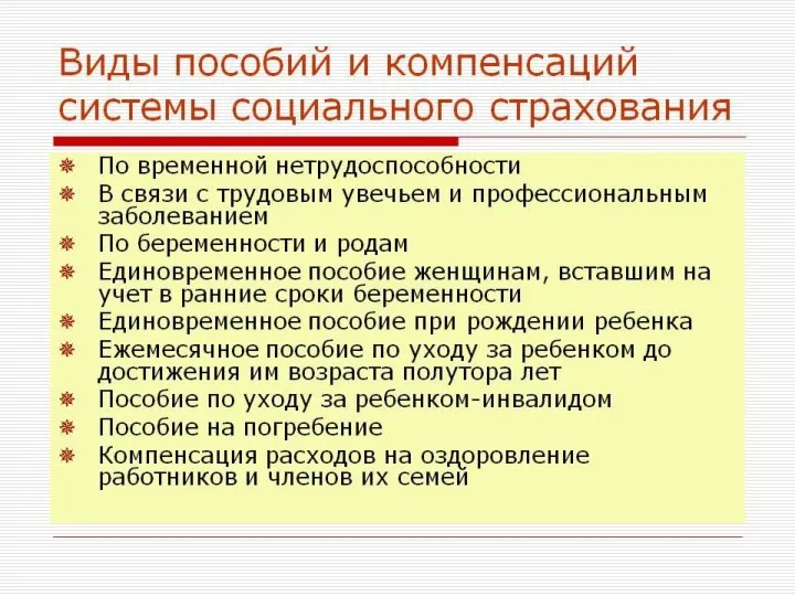 Государственное пособие, его виды (справа)