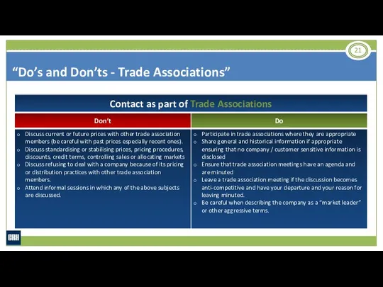 “Do’s and Don’ts - Trade Associations”