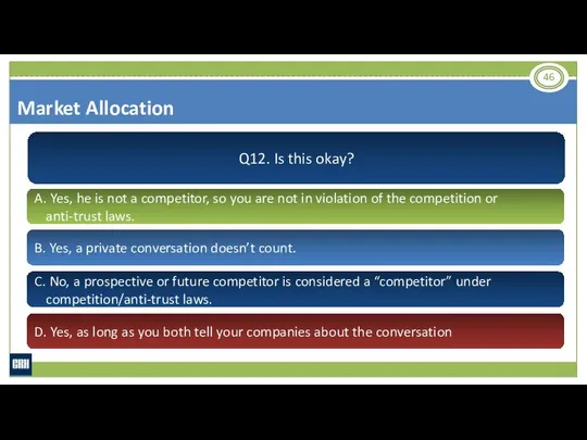 Q12. Is this okay? A. Yes, he is not a competitor,