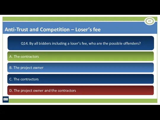 Q14. By all bidders including a loser’s fee, who are the