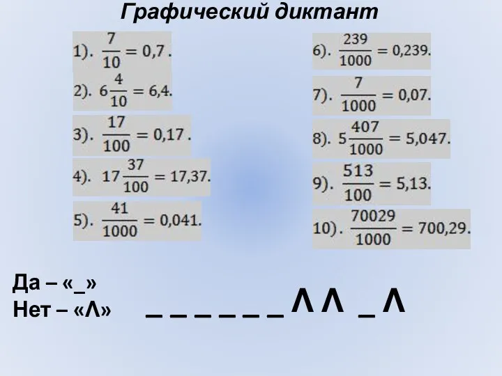 Сравнение десятичных дробей