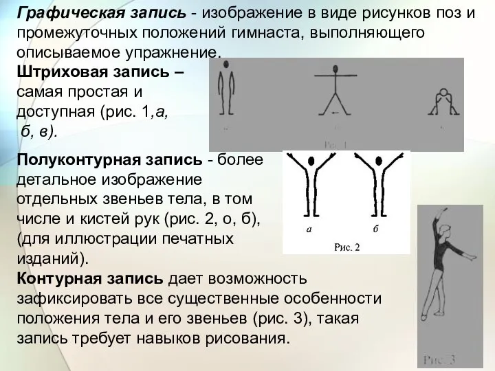 Графическая запись - изображение в виде рисунков поз и промежуточных положений