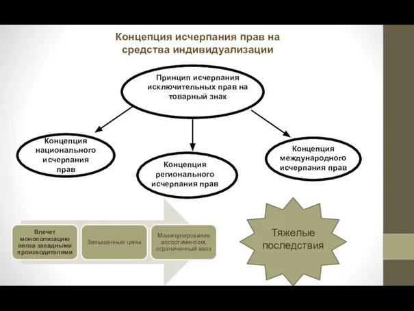 Принцип исчерпания исключительных прав на товарный знак Концепция национального исчерпания прав