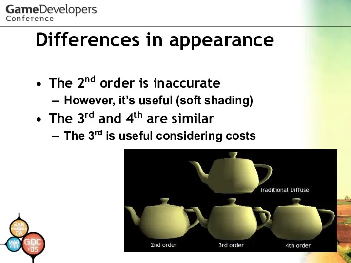 Differences in appearance The 2nd order is inaccurate However, it’s useful