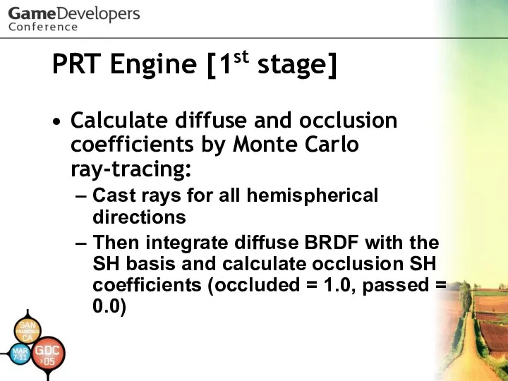 PRT Engine [1st stage] Calculate diffuse and occlusion coefficients by Monte