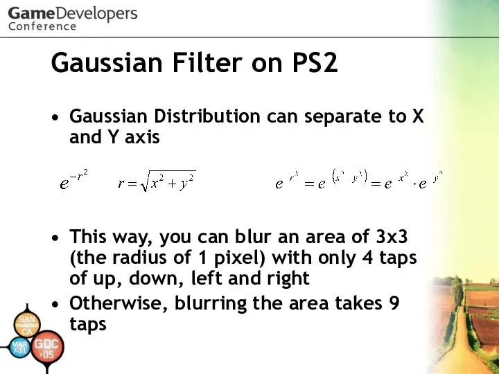 Gaussian Filter on PS2 Gaussian Distribution can separate to X and