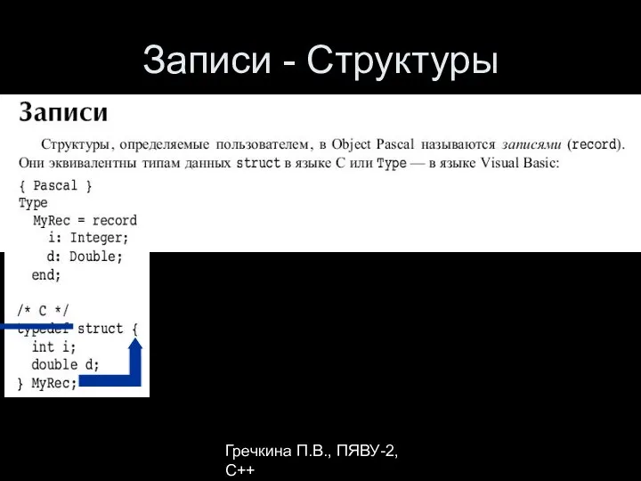 Гречкина П.В., ПЯВУ-2, С++ Записи - Структуры