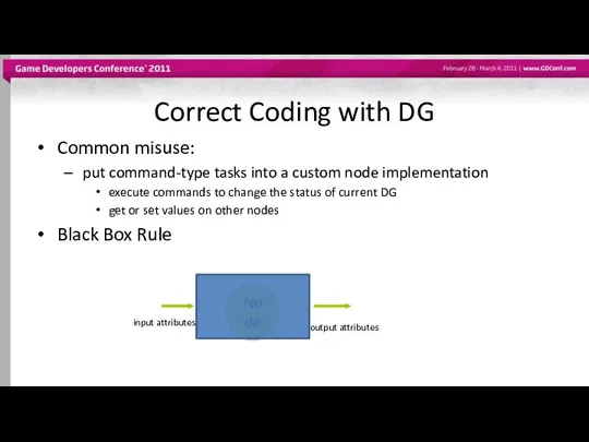 Correct Coding with DG Common misuse: put command-type tasks into a