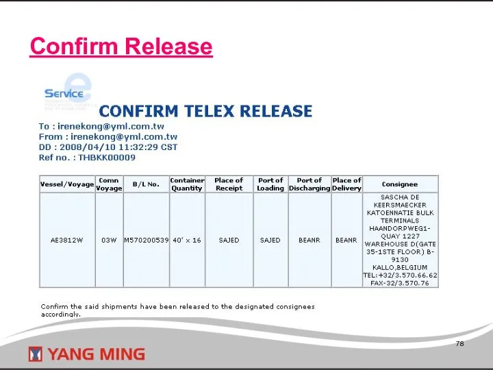 Confirm Release