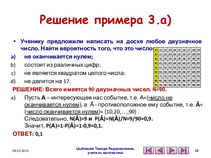 Решение примера 3.a) Ученику предложили написать на доске любое двузначное число.