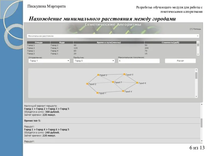 Разработка обучающего модуля для работы с генетическими алгоритмами 6 из 13