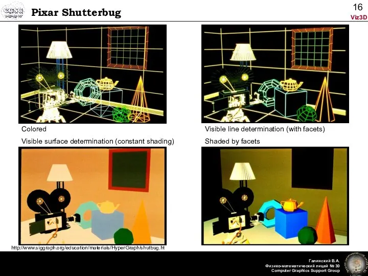 Pixar Shutterbug Colored Visible line determination (with facets) Visible surface determination
