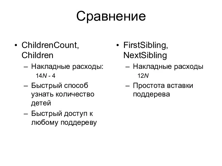 Сравнение СhildrenCount, Children Накладные расходы: 14N - 4 Быстрый способ узнать