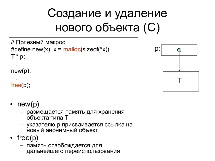 Создание и удаление нового объекта (C) // Полезный макрос #define new(x)