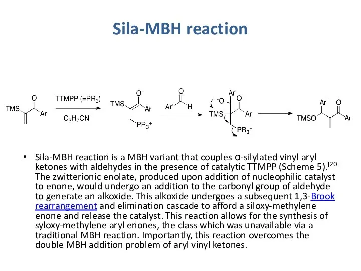 Sila-MBH reaction Sila-MBH reaction is a MBH variant that couples α-silylated