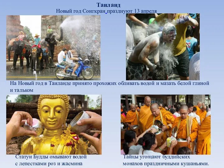 Таиланд Новый год Сонгкран празднуют 13 апреля На Новый год в
