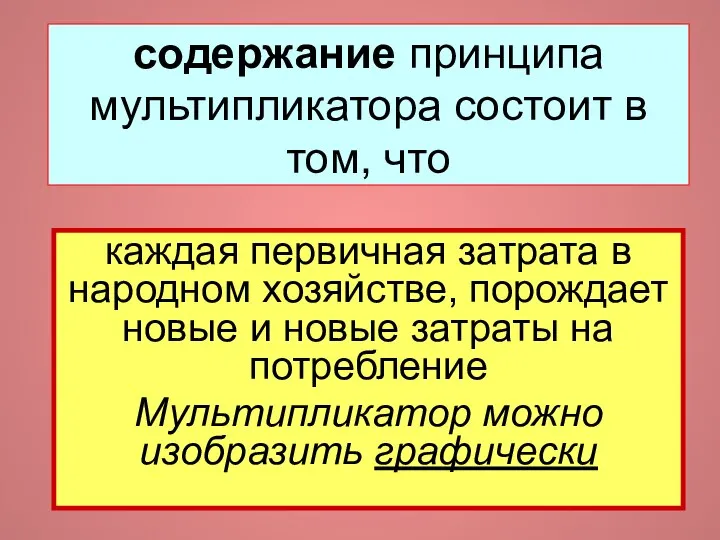 содержание принципа мультипликатора состоит в том, что каждая первичная затрата в