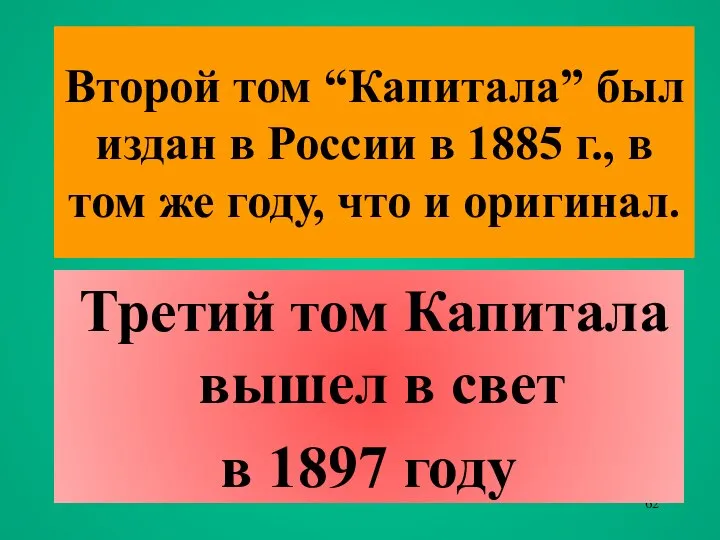 Второй том “Капитала” был издан в России в 1885 г., в