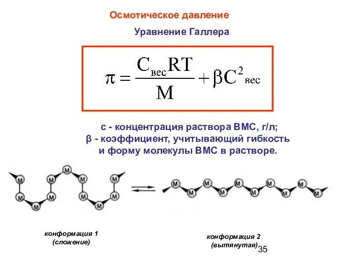 Уравнение Галлера с - концентрация раствора ВМС, г/л; β - коэффициент,