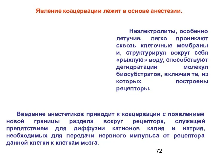 Неэлектролиты, особенно летучие, легко проникают сквозь клеточные мембраны и, структурируя вокруг