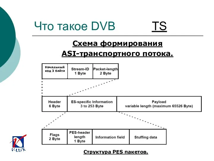 Что такое DVB TS Схема формирования ASI-транспортного потока. Структура PES пакетов. Начальный код 3 байта