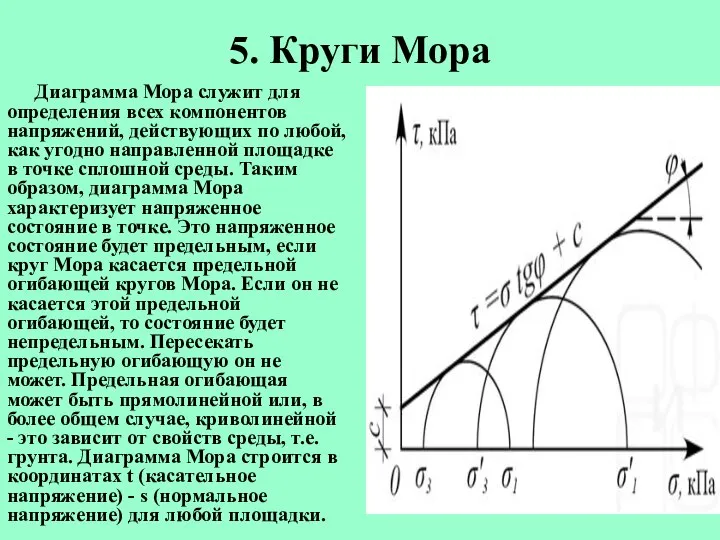 5. Круги Мора Диаграмма Мора служит для определения всех компонентов напряжений,