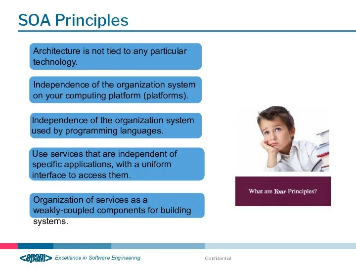 Confidential SOA Principles Architecture is not tied to any particular technology.