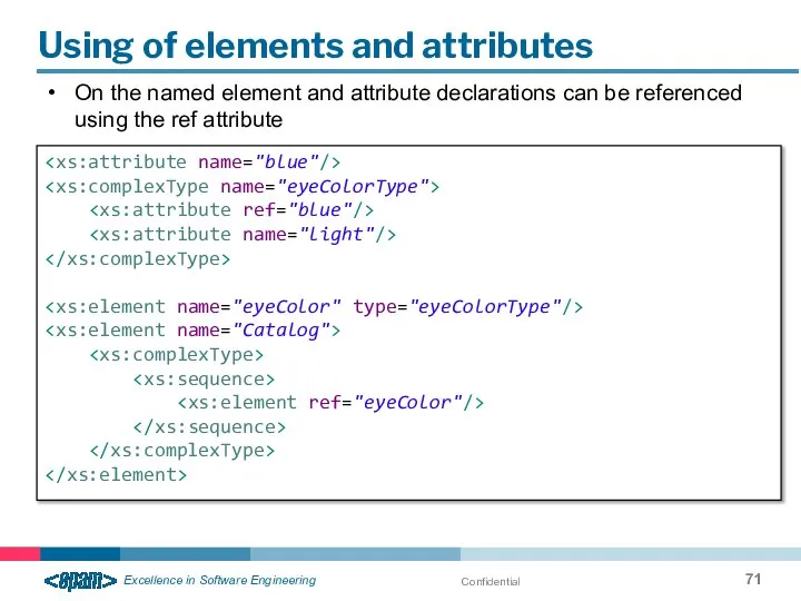 Confidential Using of elements and attributes On the named element and