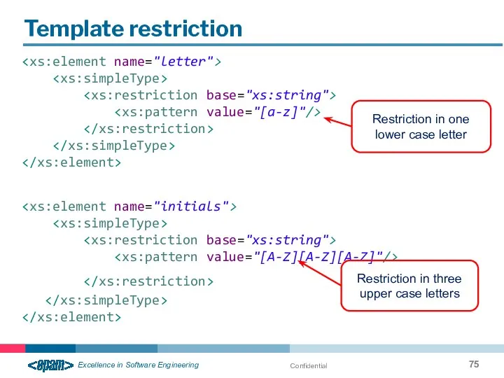 Confidential Template restriction Restriction in one lower case letter Restriction in three upper case letters