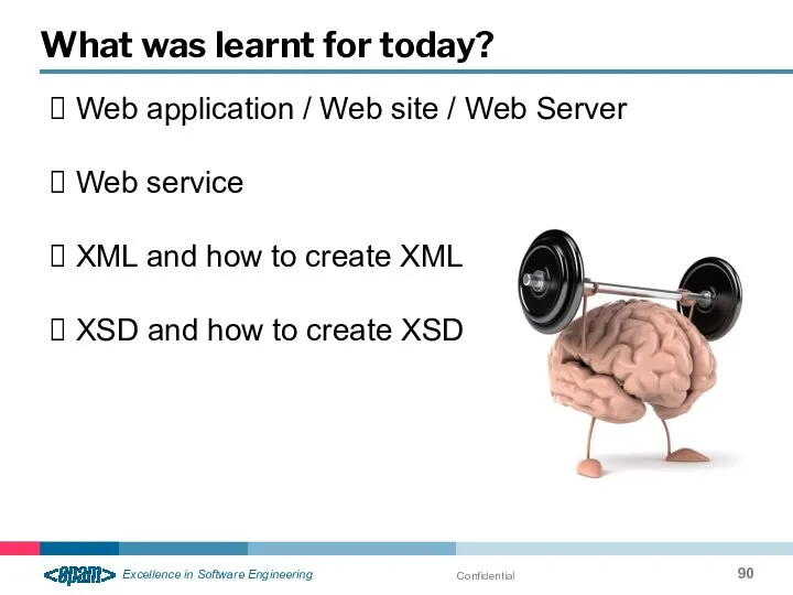 Confidential What was learnt for today? Web application / Web site