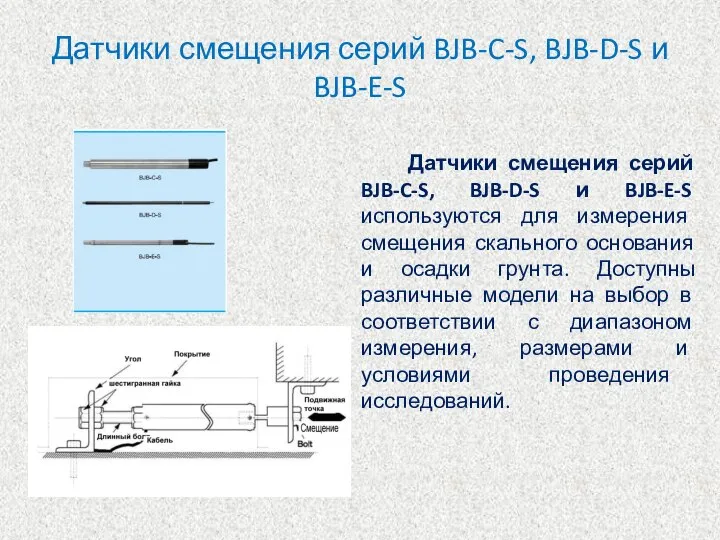 Датчики смещения серий BJB-C-S, BJB-D-S и BJB-E-S Датчики смещения серий BJB-C-S,