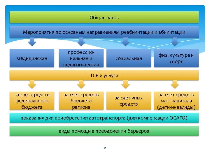 Общая часть Мероприятия по основным направлениям реабилитации и абилитации медицинская профессио-нальная