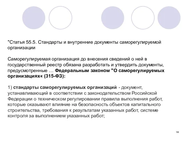 "Статья 55.5. Стандарты и внутренние документы саморегулируемой организации Саморегулируемая организация до