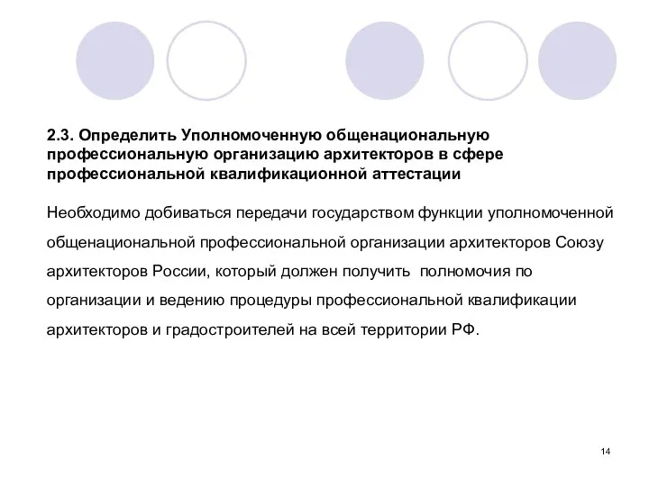 2.3. Определить Уполномоченную общенациональную профессиональную организацию архитекторов в сфере профессиональной квалификационной