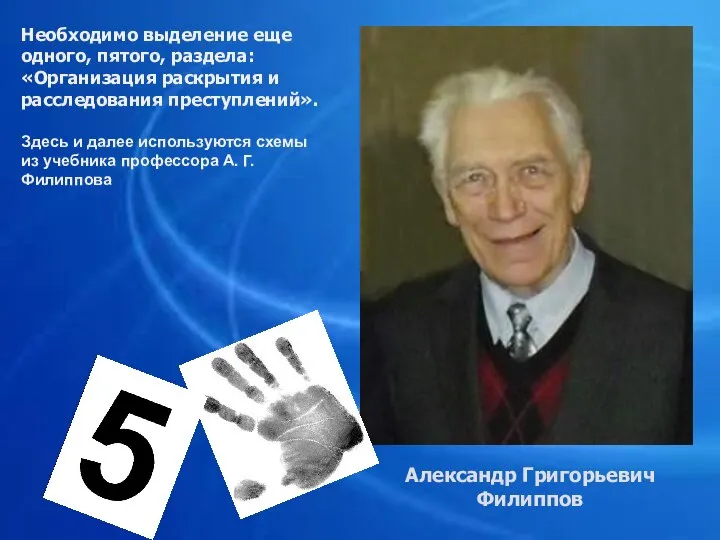 Александр Григорьевич Филиппов Необходимо выделение еще одного, пятого, раздела: «Организация раскрытия